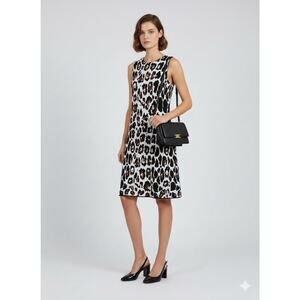 Sonia Rykiel Dress Womens Small Black Leopard Knit Sleeveless Made in Italy